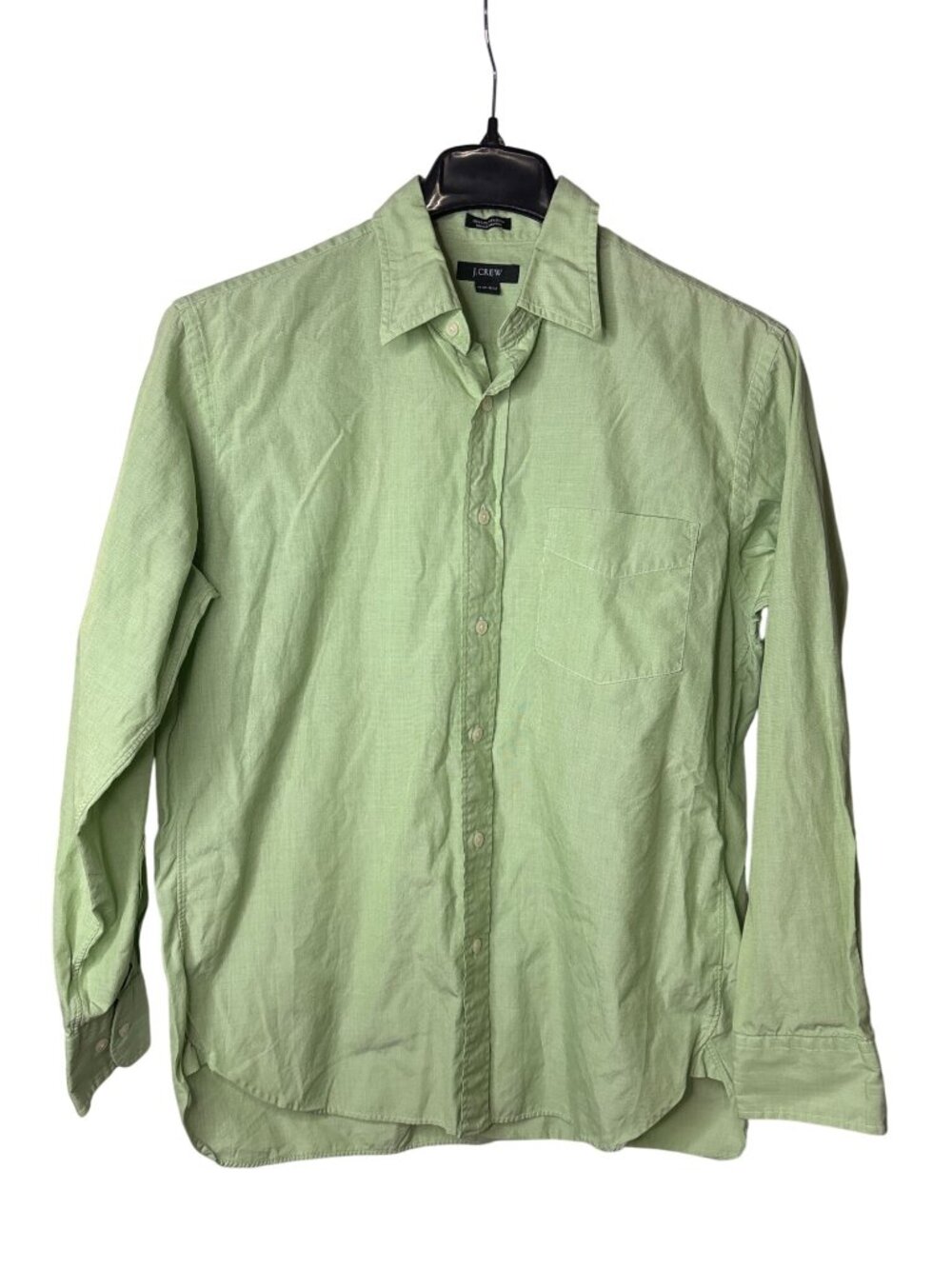 J.Crew Mens 100's 2-Ply Cotton Button Front Shirt M (15 - 15 1/2) Light Green